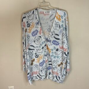 Disney Parks Colorful  Critters Dogs and Cats Pluto Cardigan Sweater Size 3X